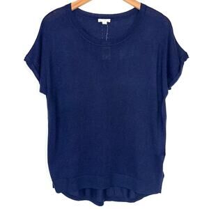 NWT Gap Navy Blue Slouchy Cuffed Sleeve Lightweight Cashmere Blend Knit Top L